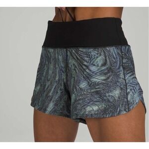 Lululemon Speed Up Mid-Rise Short 2.5" Dimensional Icing Blue Black Size 12